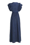 Polkdot Long Ruffles High Waist Party Dress