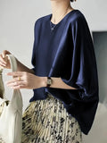 Khaki Causal Batwing Sleeve Blouse Top