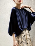 Khaki Causal Batwing Sleeve Blouse Top