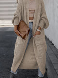 Casual Long Sleeve Open Front Pocket Cardigan