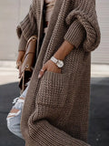 Casual Long Sleeve Open Front Pocket Cardigan