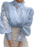 Pearl Button Closures White Lace Blouse