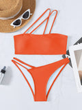 SOLID ONE SHOULDER SEXY TRIANGLE BIKINI