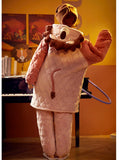 PINK LION THREE-LAYER THICKENED WARM CORAL FLEECE TWO-PIECE SUIT