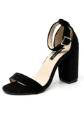 Fashion Block Heel Velvet Ankle Strap Sandals