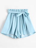 Trendy Smocked Belted High Waisted Shorts