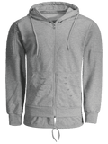 Trendy Distressed Zip Up Hoodie