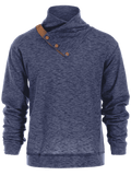 Trendy Button Accent High Collar Pullover Hoodie