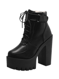 Trendy Chunky Heel Platform Ankle Boots