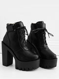 Trendy Chunky Heel Platform Ankle Boots