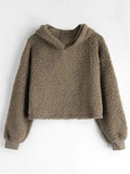 Warm Soft Drop Shoulder Fluffy Boxy Hoodie