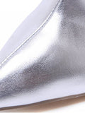 Silver Pointed Toe High Heel Short Boots