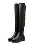 Chic Round Toe Flat Over The Knee Boots