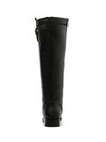 Fashion Buckle Decorative PU Leather Knee High Boots