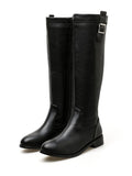 Fashion Buckle Decorative PU Leather Knee High Boots