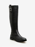 Fashion Buckle Decorative PU Leather Knee High Boots