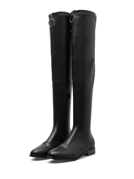 Sexy Front Circle Zip Thigh High Boots