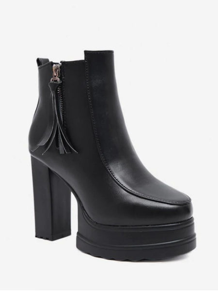Chic Fringe Decorative Platform High Heel Boots