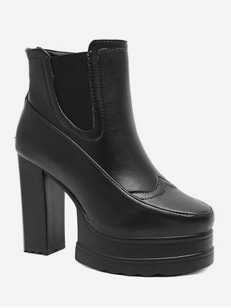 Fashion Platform Chunky High Heel Chelsea Boots