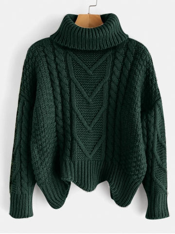 Loose Chunky Knit Turtleneck Sweater