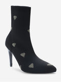Heart Print Heeled Sock Boots