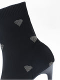 Heart Print Heeled Sock Boots