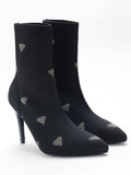 Heart Print Heeled Sock Boots