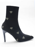 Heart Print Heeled Sock Boots