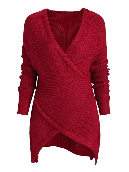 Queenly Crisscross Wrap Drop Shoulder Sweater