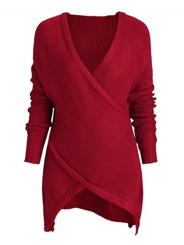 Queenly Crisscross Wrap Drop Shoulder Sweater