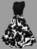 Pretty Plus Size Floral Printed Midi Vintage Flare Dress