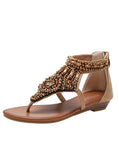 WEDGE-HEELED RHINESTONE CLIP-ON SANDALS