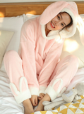 PINK PAJAMAS HOODED LONG SLEEVE SLEEPWEAR