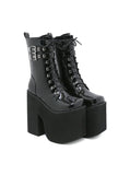 MARTIN BOOTS BLACK PATENT LEATHER HIGH BOOTS