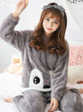 WOMEN PINK BIG EYE PAJAMAS VELVET SUIT