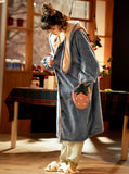 STRAWBERRY CORAL FLEECE PAJAMAS BATHROBE WARM HOODED