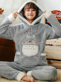 GRAY TOTORO CUTE CARTOON CHINCHILLA THICKENED FLANNEL