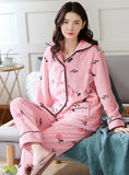 WOMEN LIGHT PINK CHERRY LONG SLEEVE WINTER SLEEPWEAR