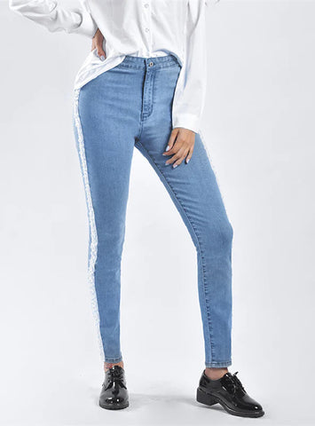 PEARL RIBBON JEANS PENCIL PANTS