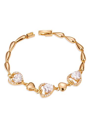 New arrivals Heart with AAA Zircon, Golden 18K Gold Plated Bracelet