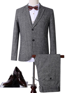 Formal Men's Work Suit with Cotton Blends Fabric