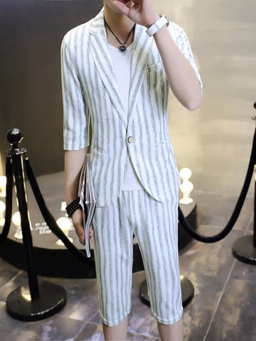 Formal Men's Suits with Vertical Stripes