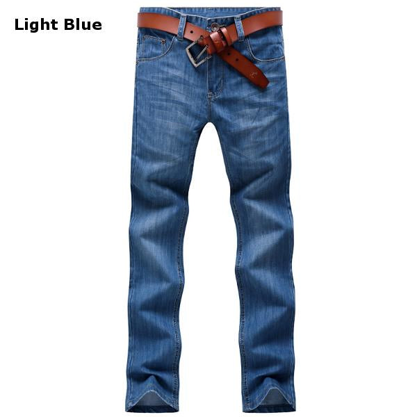 Straight Leg Slim Fit Jeans For Men Casual Stylish Business Cotton Thin