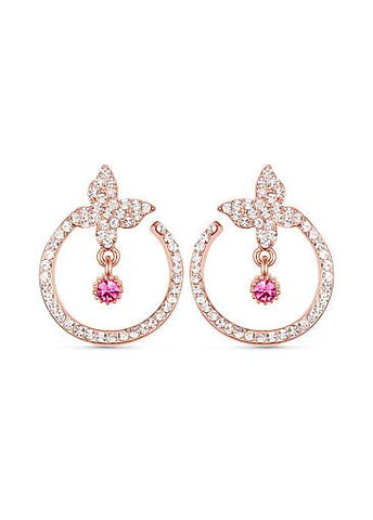Micro Pave AAA Zircon Butterfly and Circle 18K Gold Plated Ear Studs