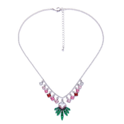  Link Chain Necklace Christmas Leaf Colorful Square