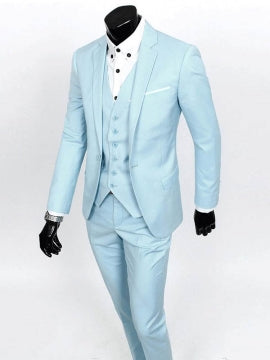  Formal Men's Three Pieces Suit with Front Collar