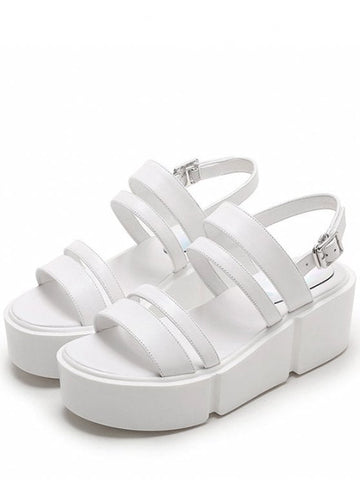 Cute Platform Solid Color Genuine Leather Sandals