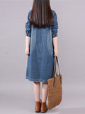 Chic Comfort Denim Long-Sleeved Maxi Dress