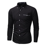 Slim Fit Turn Down Collar Designer Dress Shirt for Men Long Sleeve Patchwork Bust Plaid Pocket 