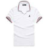 Turn down Collar Short Sleeved Polo Shirts Summer Quick Dry Striped